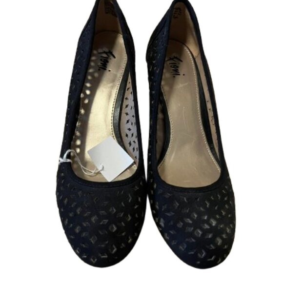 Fioni Black Cutout Patterned Wedge - 8.5 - Picture 2 of 4